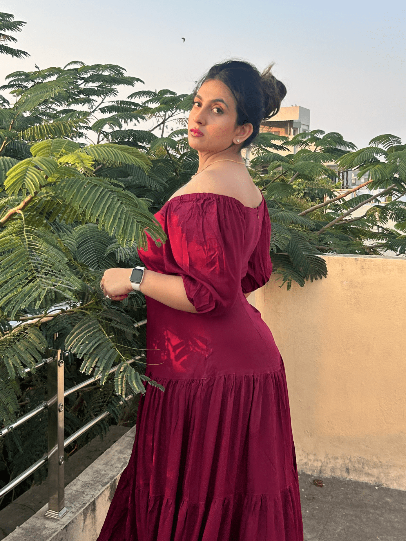 Wine Blushing Petal Dress