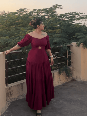 Wine Blushing Petal Dress