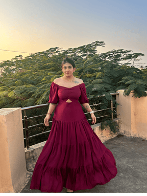 Wine Blushing Petal Dress