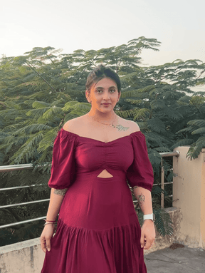 Wine Blushing Petal Dress