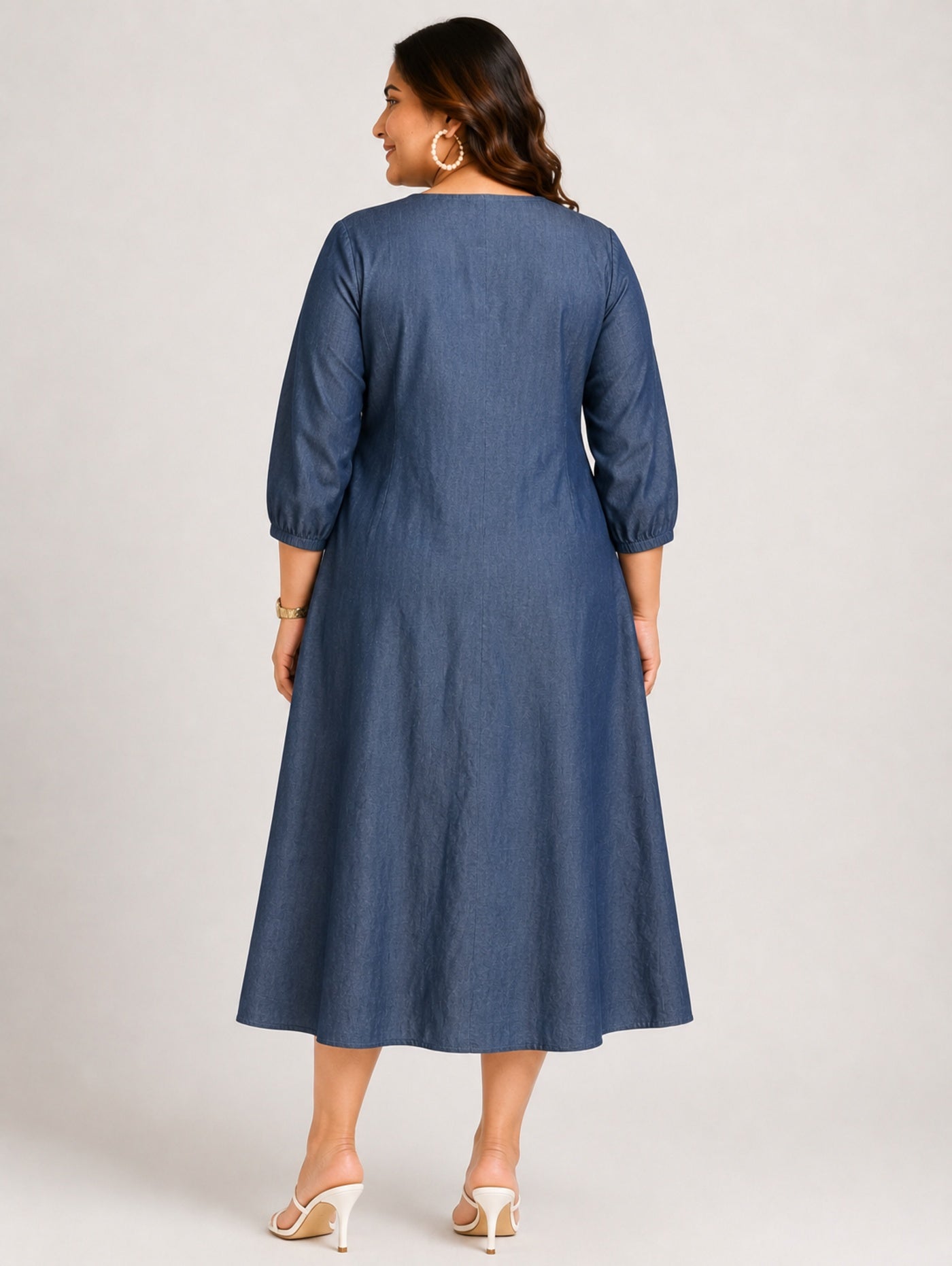 Indigo Pintuck A-Line Dress