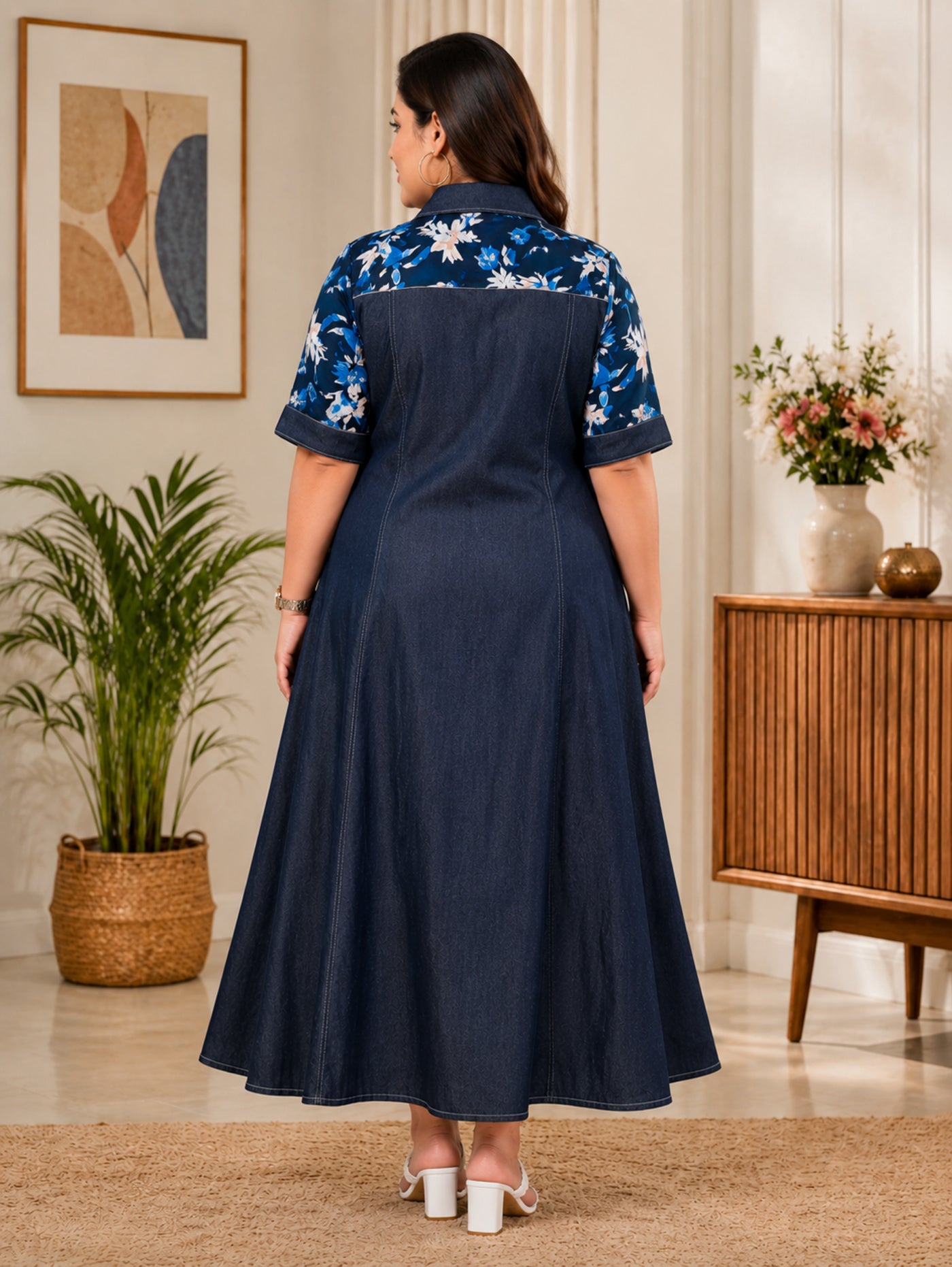 Floral Horizon Denim Dress