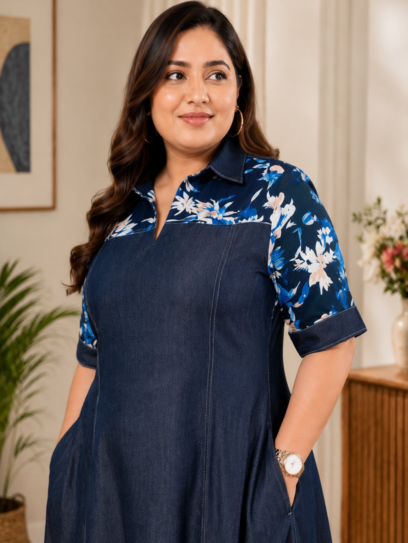 Floral Horizon Denim Dress