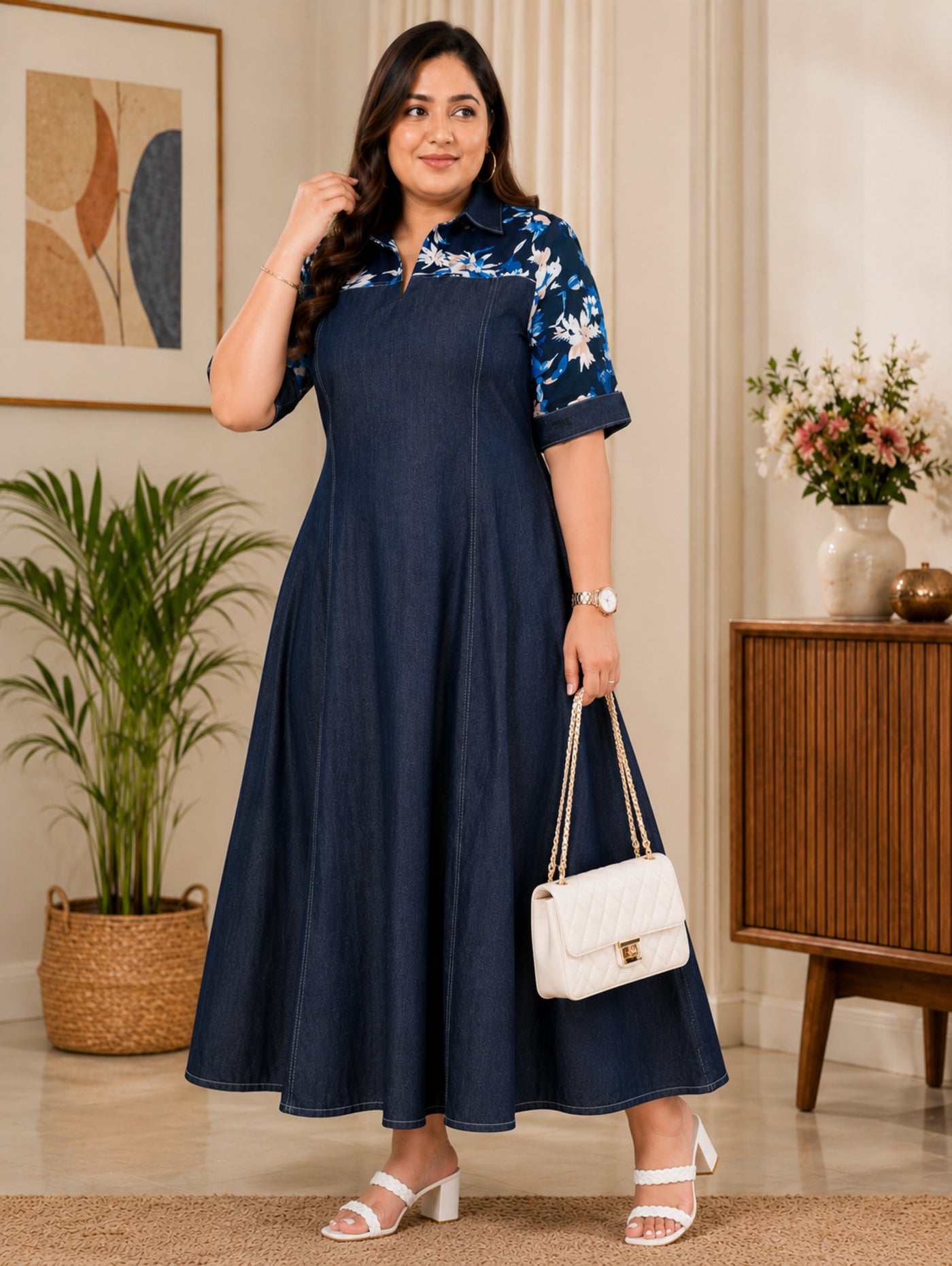 Floral Horizon Denim Dress