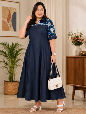 Floral Horizon Denim Dress