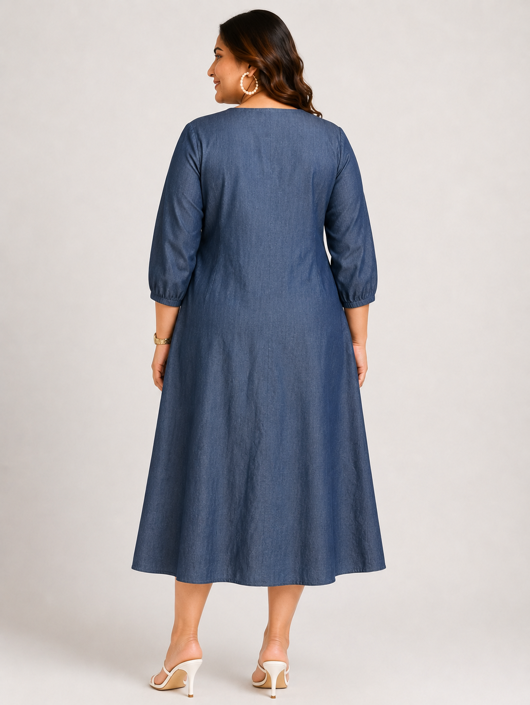 Indigo Pintuck A-Line Dress