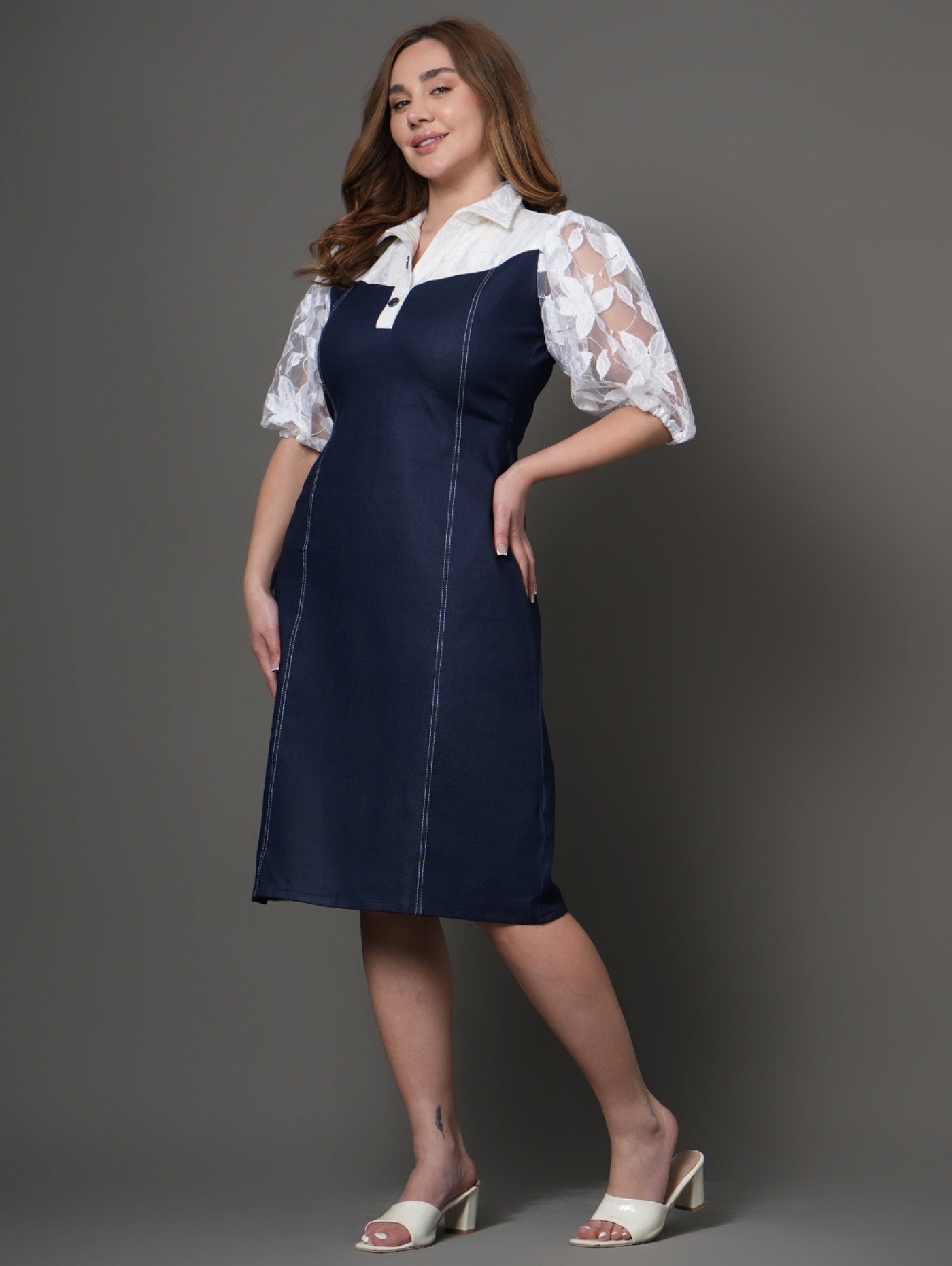 Ivory Shirt Denim Dress