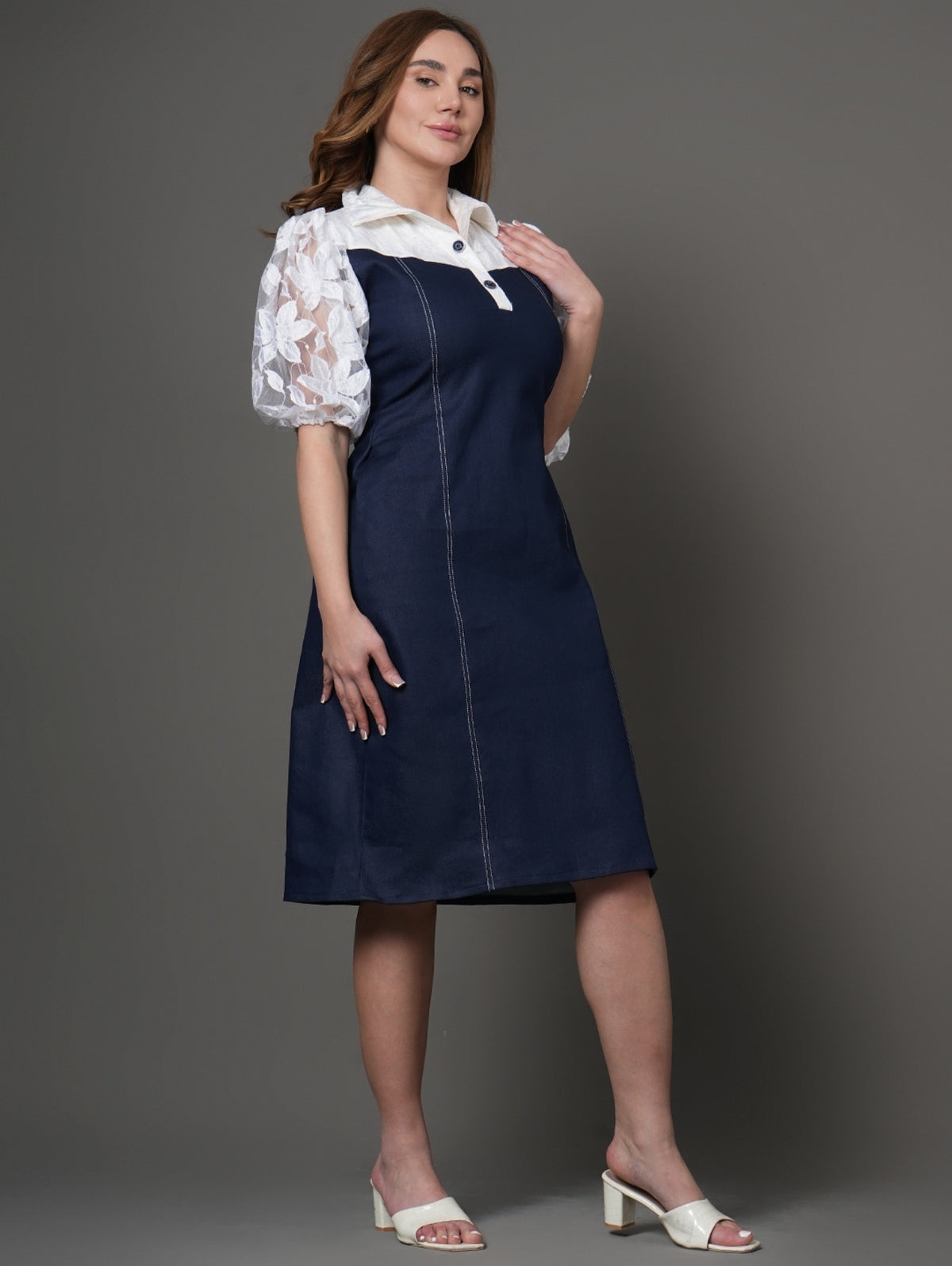 Ivory Shirt Denim Dress