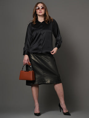 Black Aura Satin  Shirt