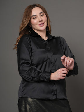 Black Aura Satin  Shirt