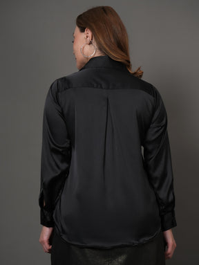 Black Aura Satin  Shirt
