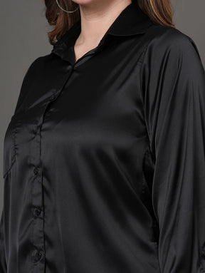 Black Aura Satin  Shirt