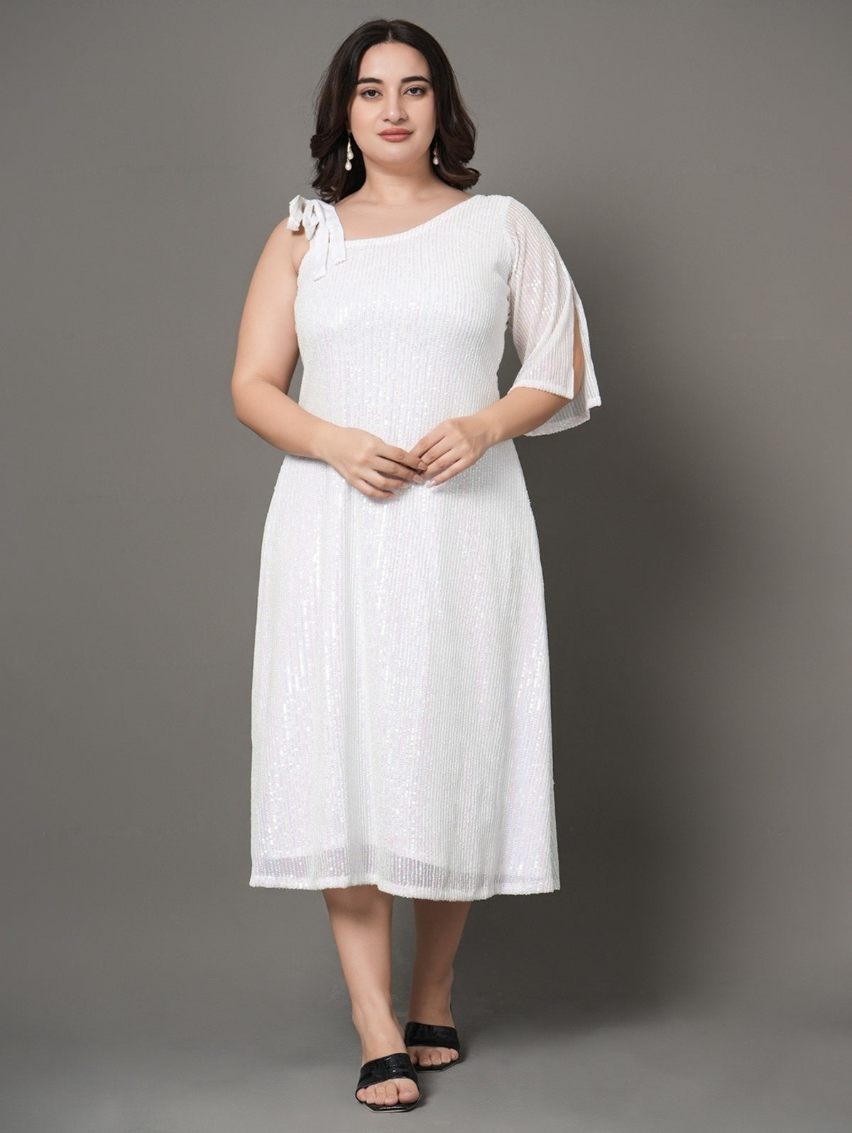 White Sequin Party Dress