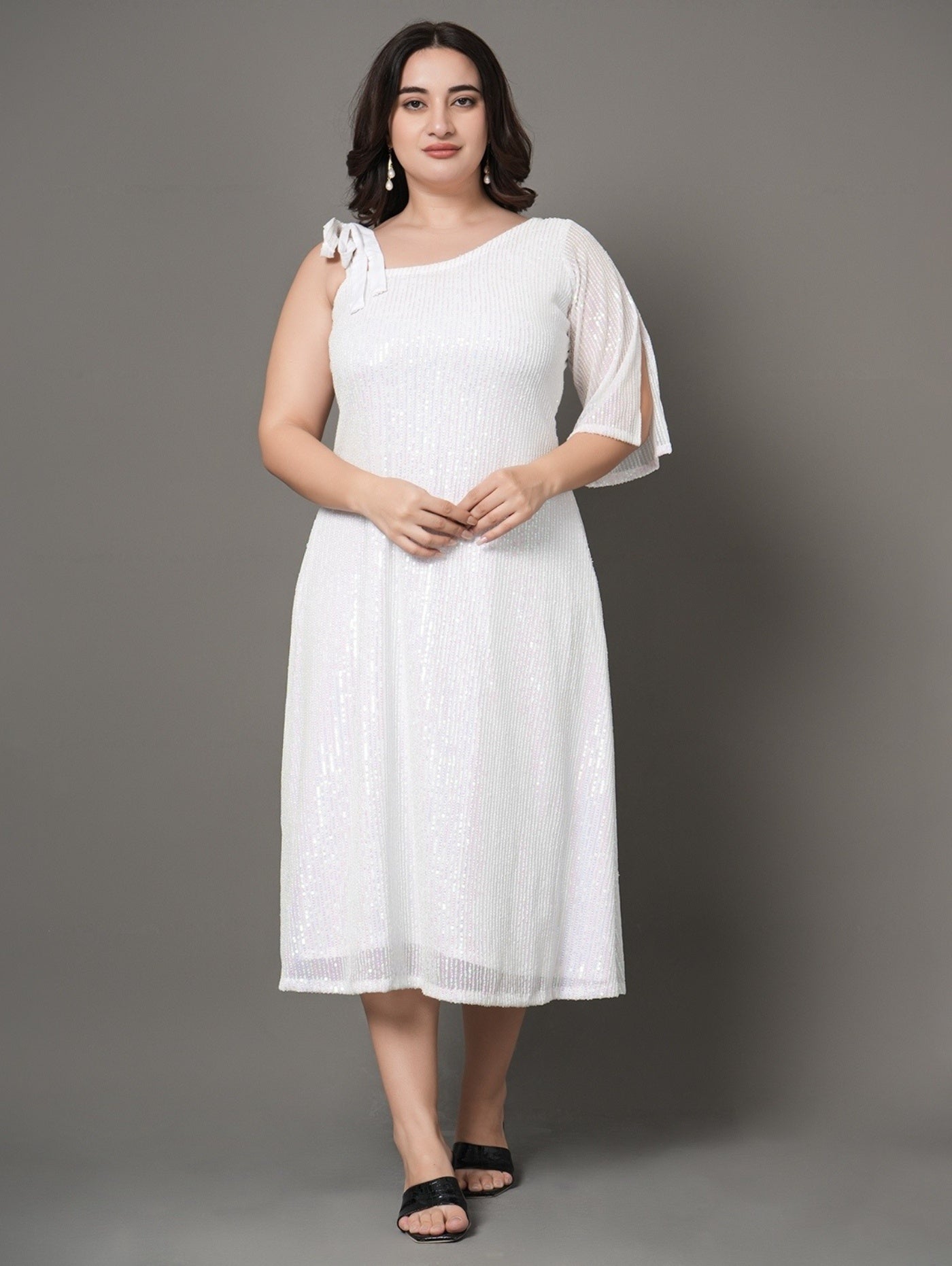 White Sequin Party Dress