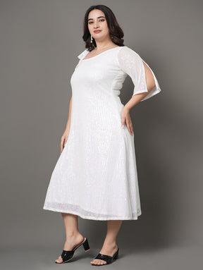 White Sequin Party Dress