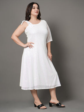 White Sequin Party Dress