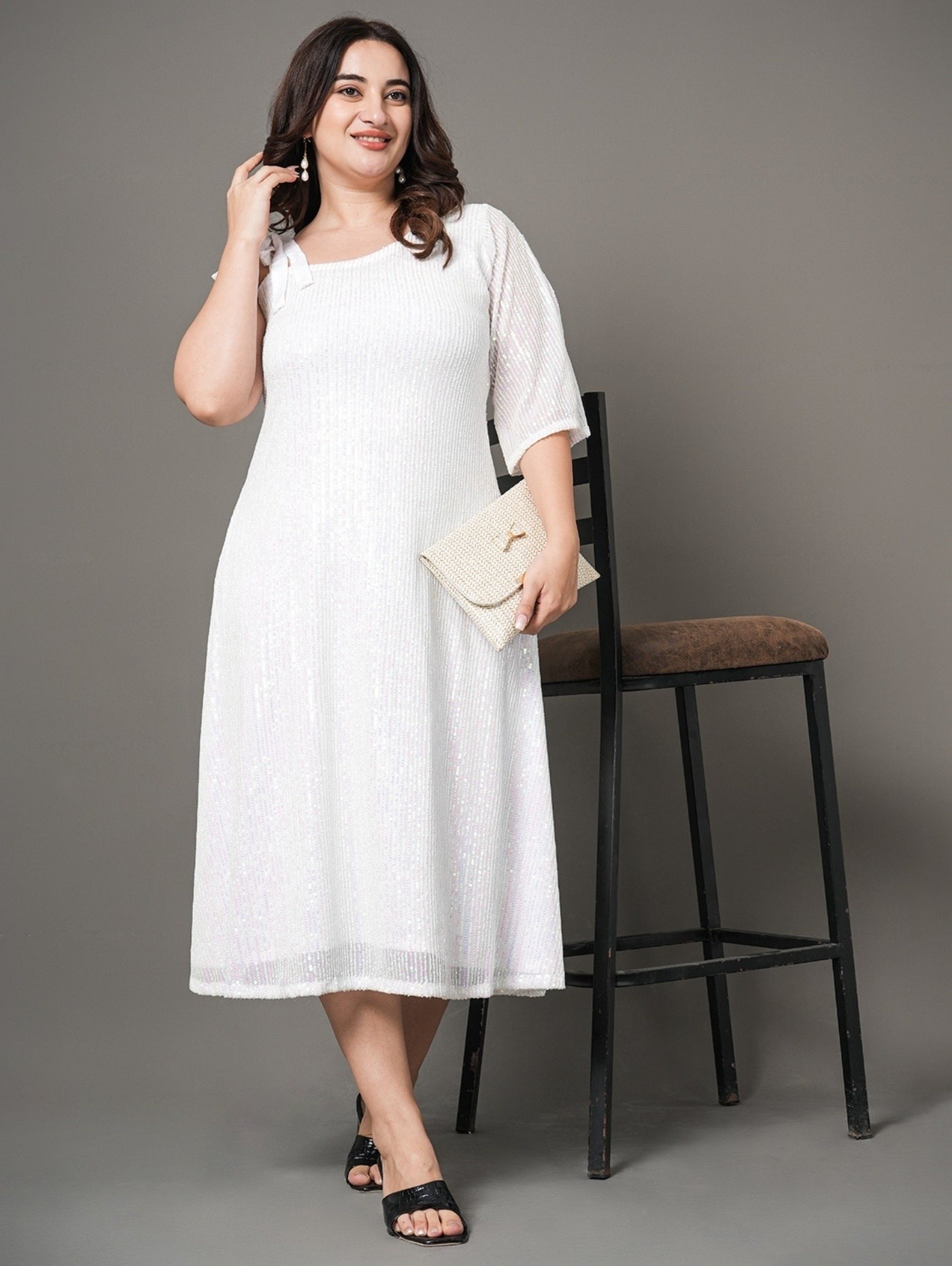 White Sequin Party Dress