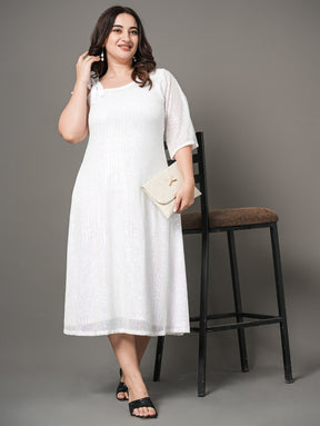 White Sequin Party Dress