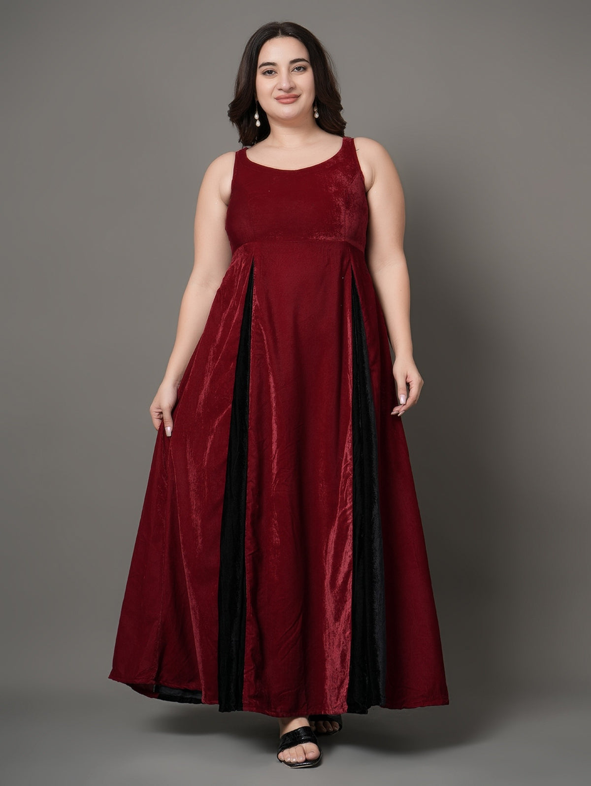 Maroon Luxe Velvet Party Dress