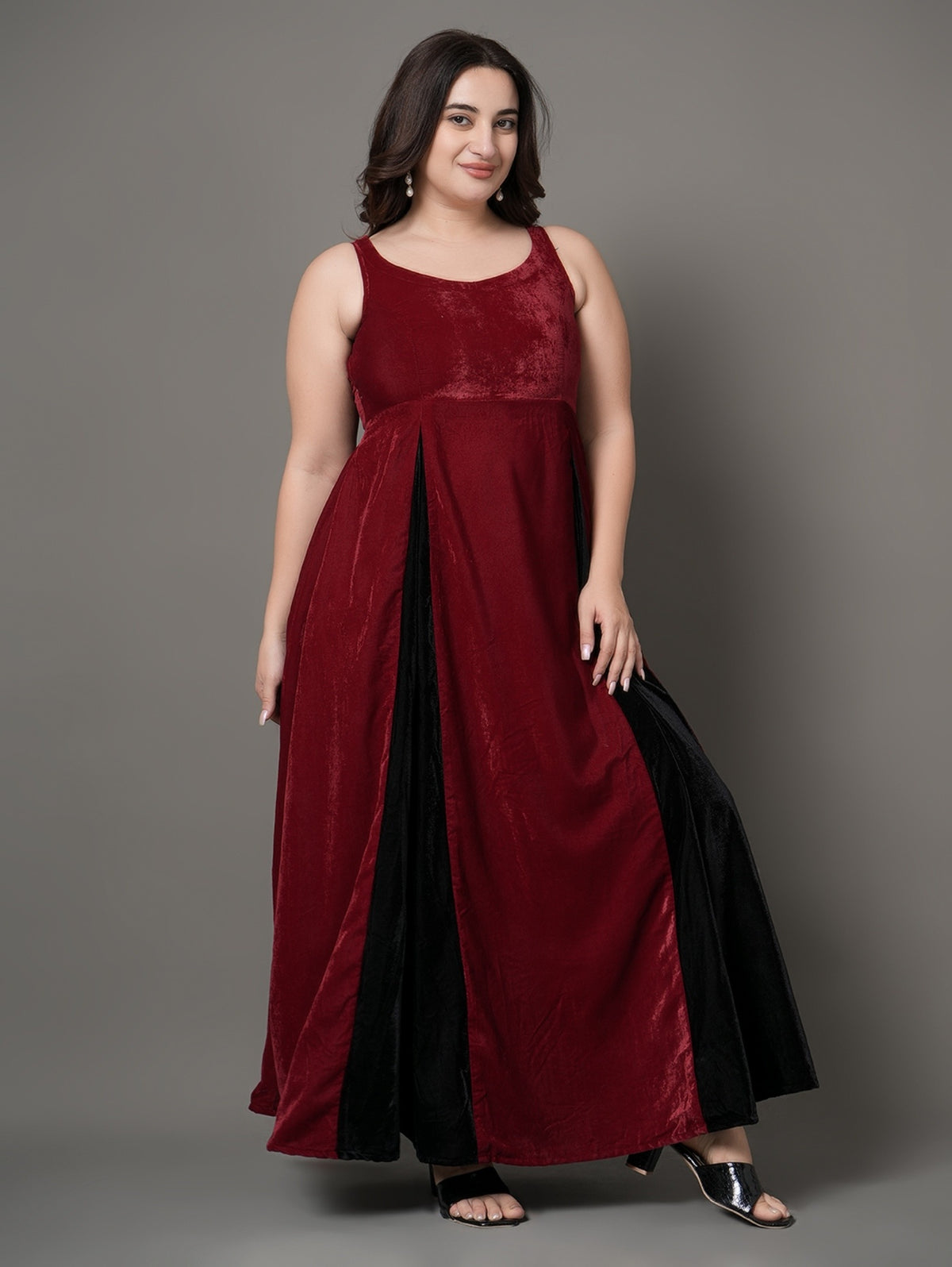 Maroon Luxe Velvet Party Dress