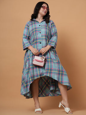 Berry & Teal Check Dress