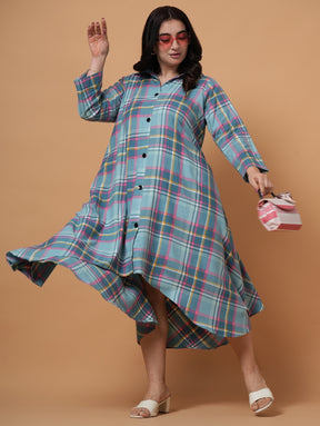 Berry & Teal Check Dress