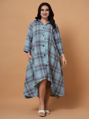 Berry & Teal Check Dress