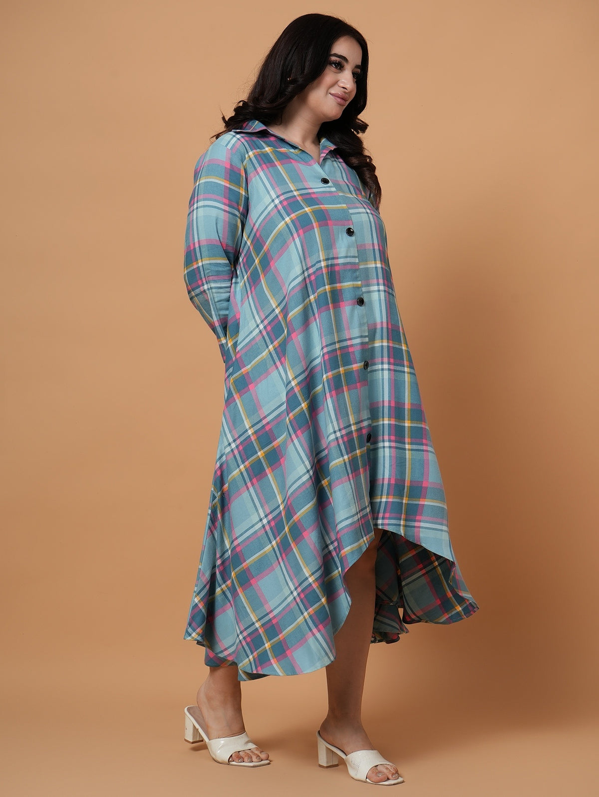 Berry & Teal Check Dress