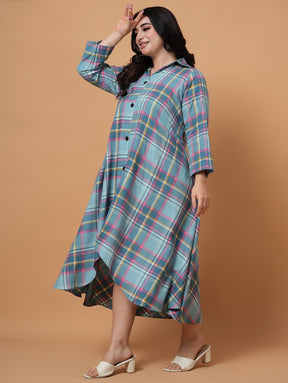 Berry & Teal Check Dress