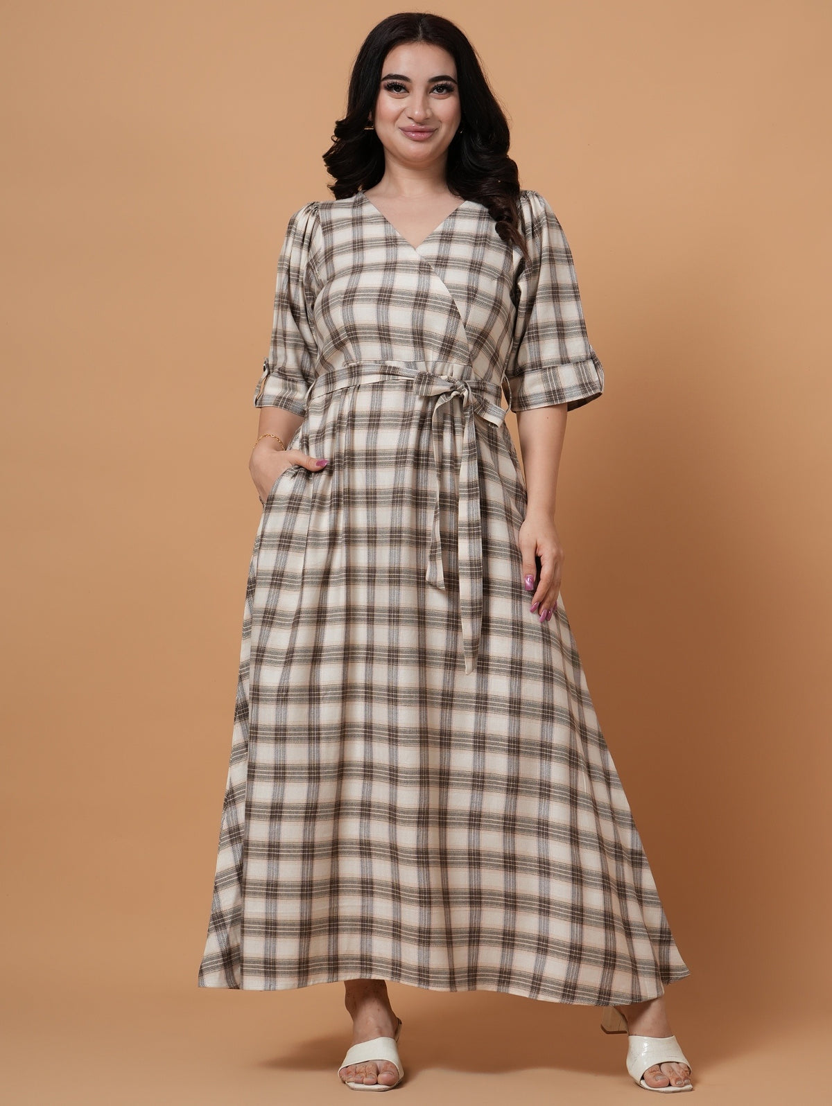 Bloom Check A-Line Dress
