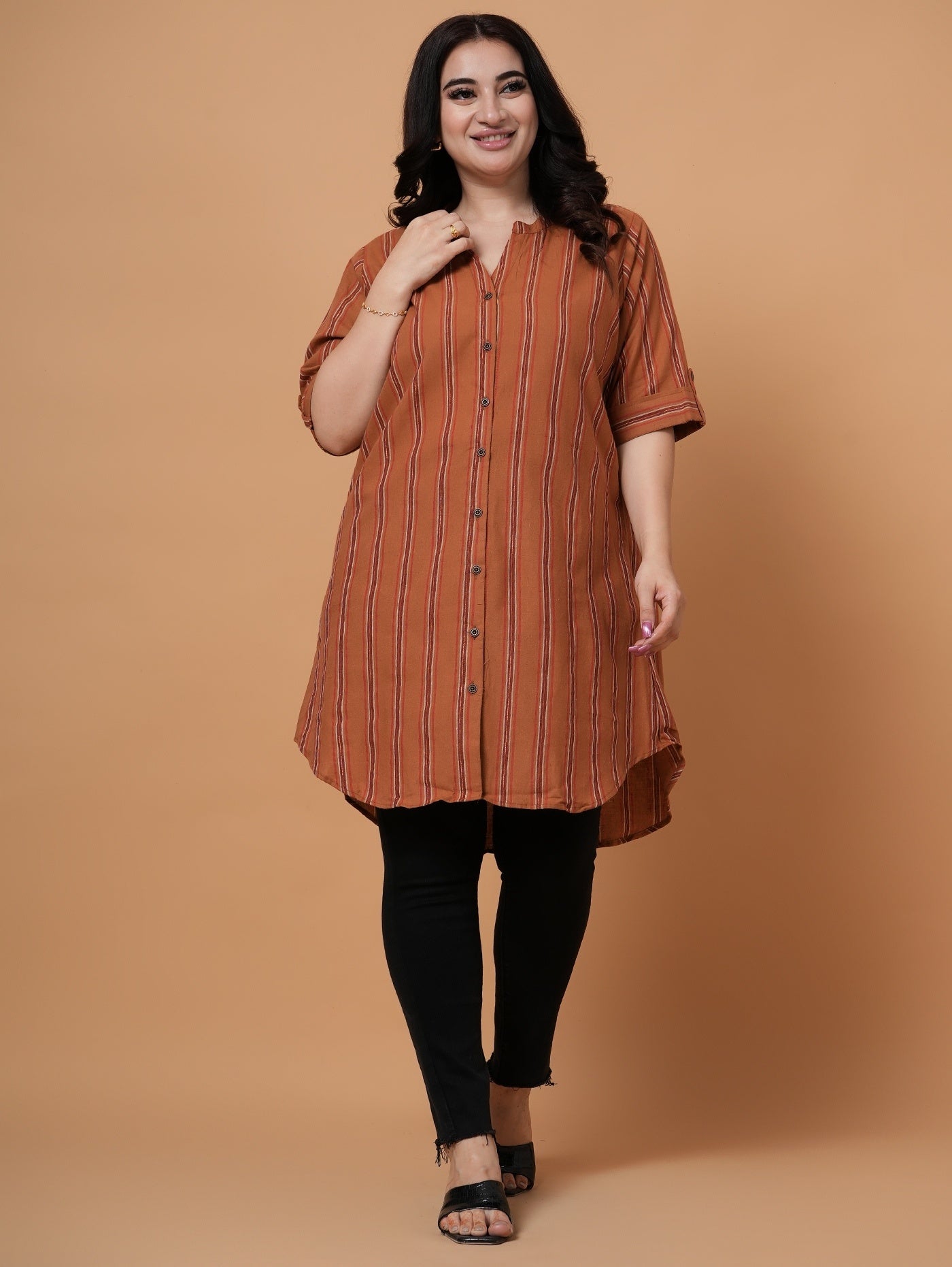 Rust Longline Tunic Shirt