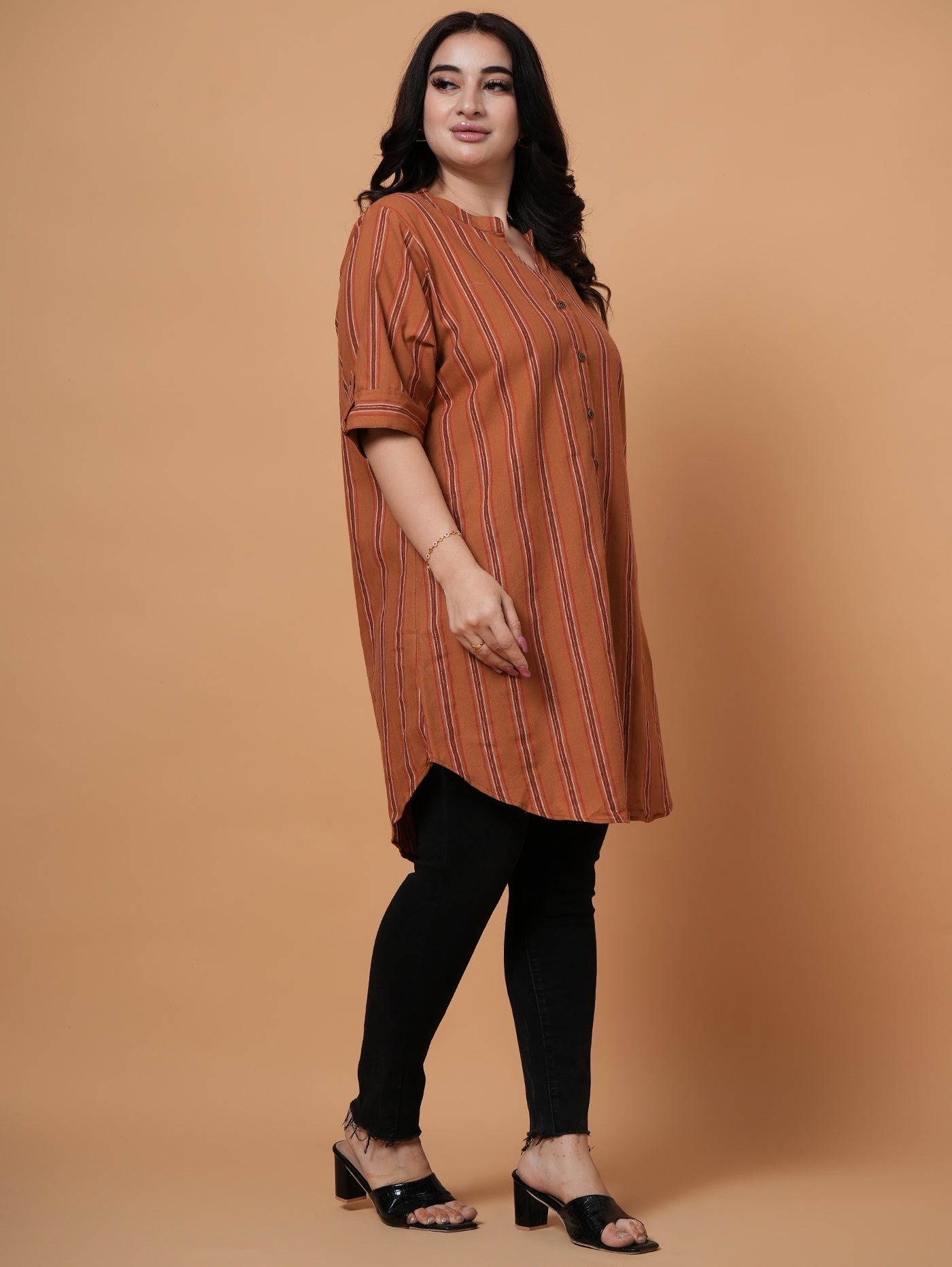Rust Longline Tunic Shirt
