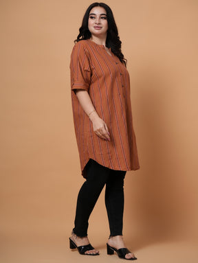 Rust Longline Tunic Shirt