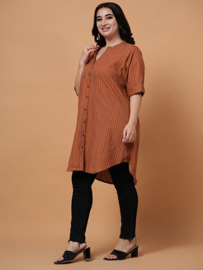 Rust Longline Tunic Shirt
