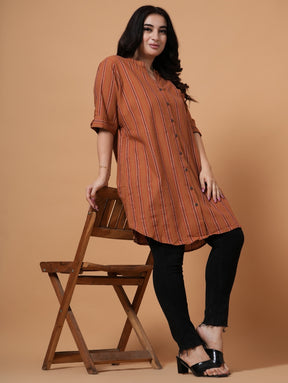 Rust Longline Tunic Shirt