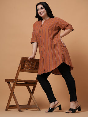Rust Longline Tunic Shirt