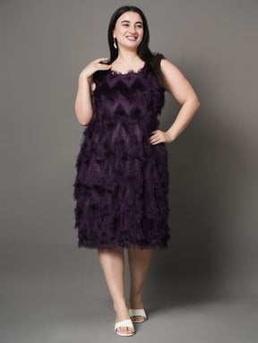 Feather Plum Party Dress