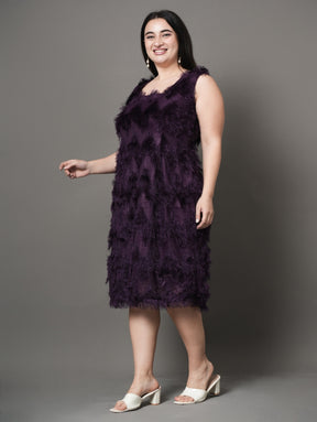 Feather Plum Party Dress