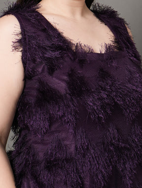 Feather Plum Party Dress