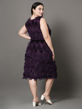 Feather Plum Party Dress