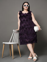 Feather Plum Party Dress