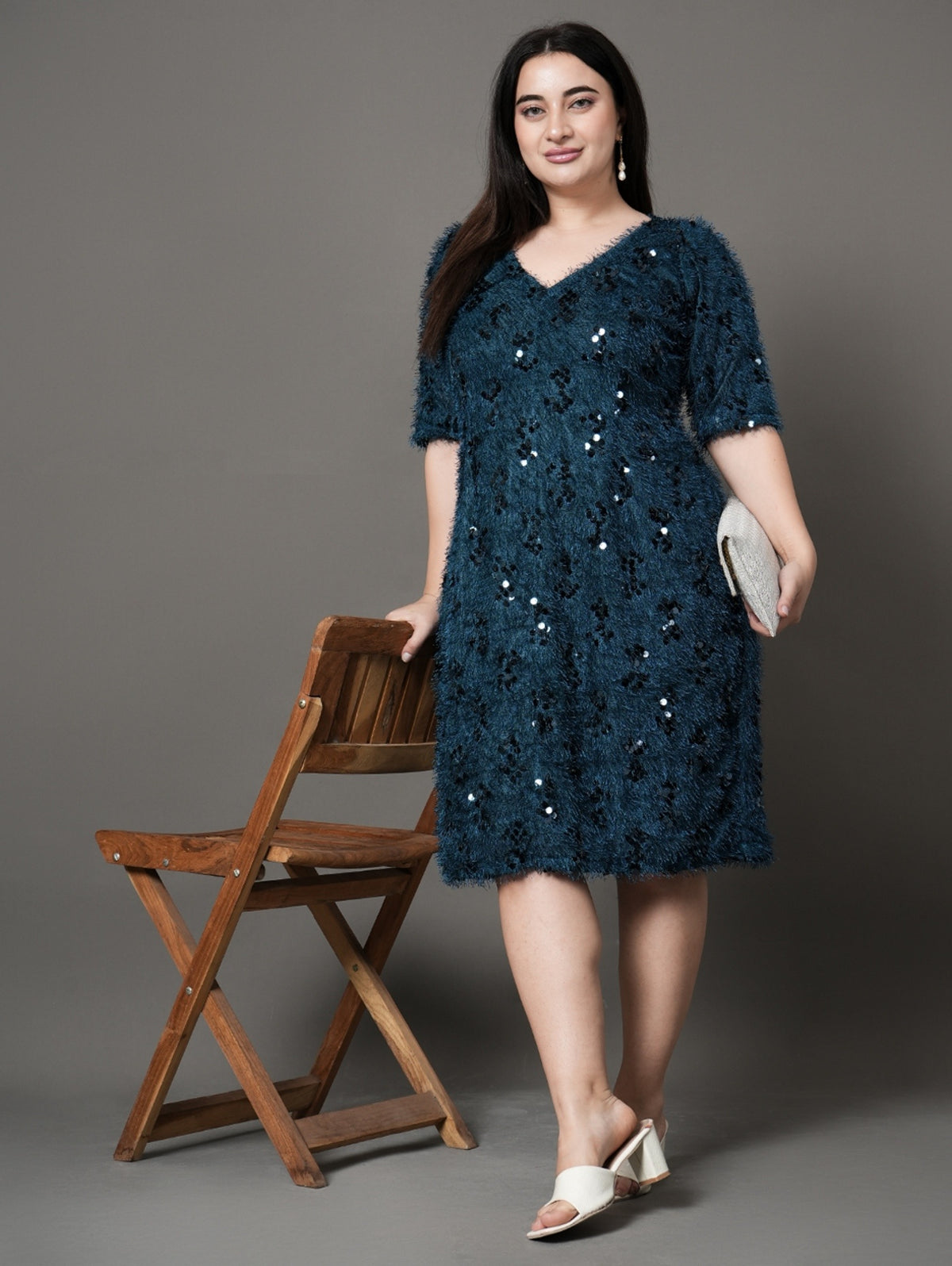 Teal Sheen A-Line Party Dress