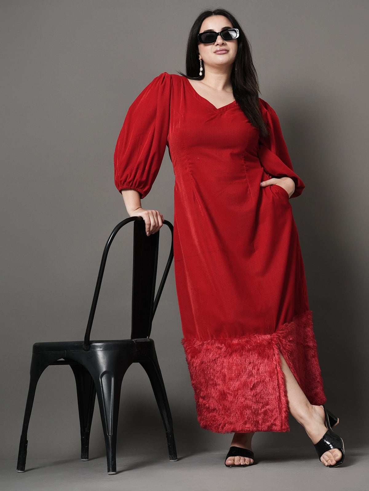 Red Feather Charm party Dress