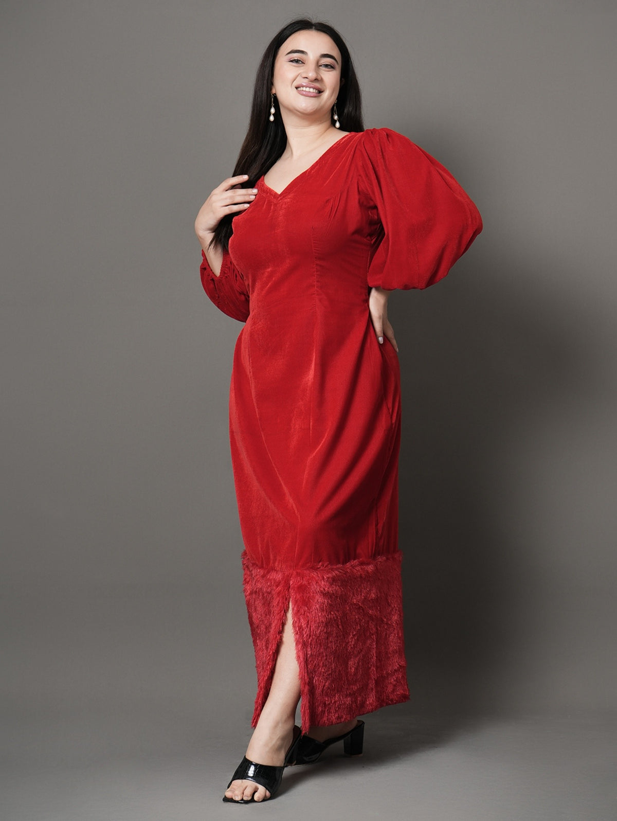 Red Feather Charm party Dress