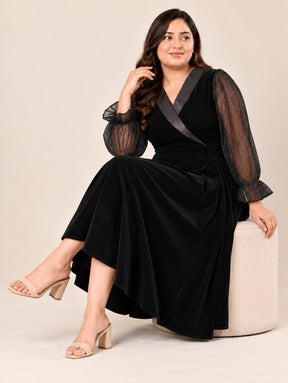Raven Drape Velvet Party Dress