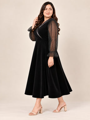 Raven Drape Velvet Party Dress