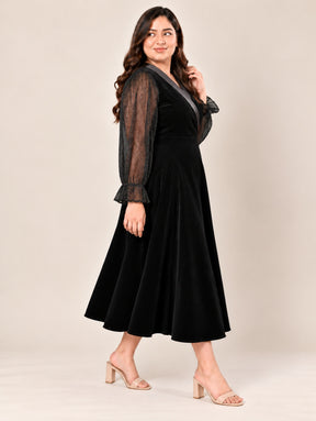 Raven Drape Velvet Party Dress