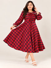 Redline Plaid Midi Dress