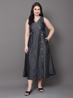 Charcoal Wrap Denim Dress