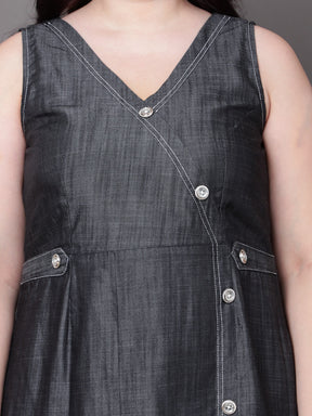 Charcoal Wrap Denim Dress